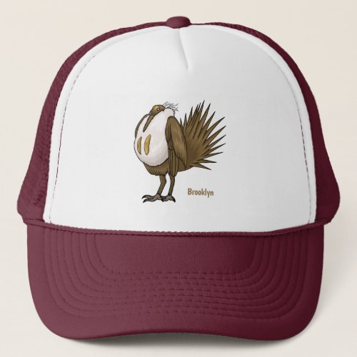 Great sage grouse bird cartoon illustration trucker hat