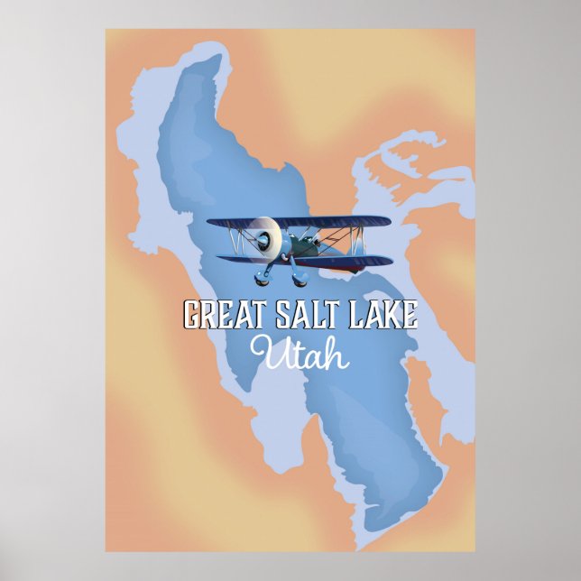 Great Salk Lake Utah map Travel poster. Poster (Front)