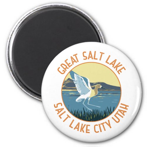 Great Salt Lake American Avocet Retro Distressed Magnet