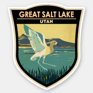 Great Salt Lake American Avocet Travel Art Vintage Sticker