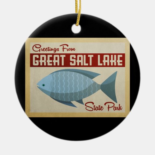 Great Salt Lake Fish Vintage Travel Ceramic Ornament