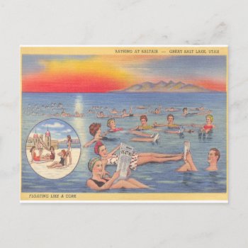 Great Salt Lake Utah Funny Vintage  Postcard by whereabouts at Zazzle
