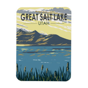 Great Salt Lake Utah Travel Art Vintage Magnet