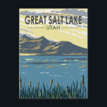 Great Salt Lake Utah Travel Art Vintage Postcard<br><div class="desc">Great Salt Lake vector art design. The Great Salt Lake is the largest saltwater lake in the Western Hemisphere and the eighth-largest terminal lake in the world.</div>