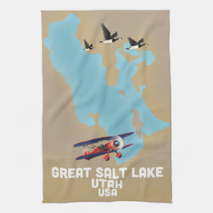 Great Salt Lake, Utah Travel poster Kitchen Towel