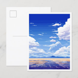 Great Salt Lake Utah Travel Vintage illustration Postcard