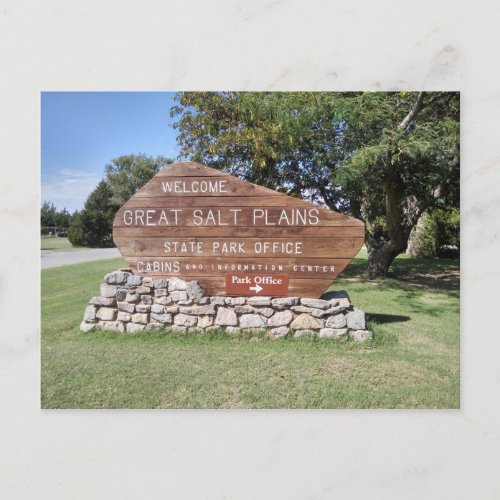Great Salt Plains State Park Sign Oklahoma Postcard