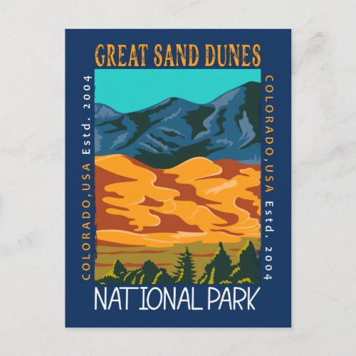 Great Sand Dunes National Park Colorado Distressed Postcard