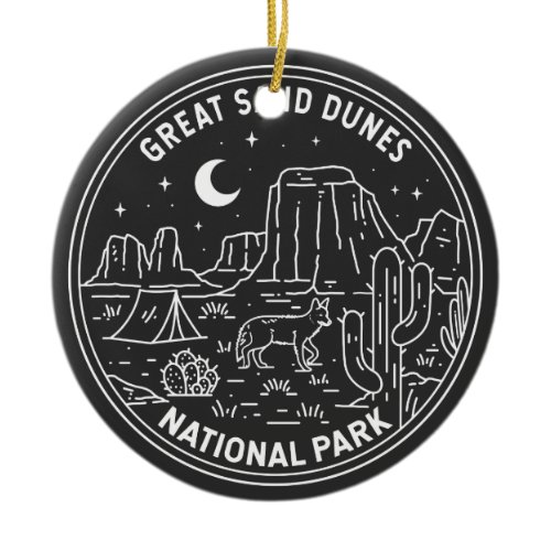 Great Sand Dunes National Park Colorado Monoline Ceramic Ornament