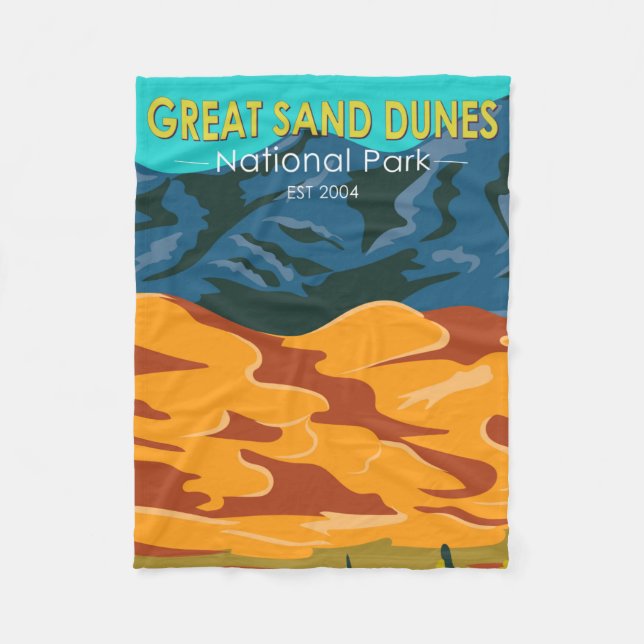 Great Sand Dunes National Park Colorado Vintage Fleece Blanket (Front)