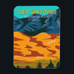 Great Sand Dunes National Park Colorado Vintage Magnet<br><div class="desc">Great Sand Dunes vector artwork in a window style design. The park is in southern Colorado. It’s known for huge dunes like the towering Star Dune,  and for the seasonal Medano Creek and beach created at the base of the dunes.</div>