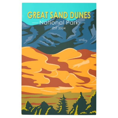 Great Sand Dunes National Park Colorado Vintage Metal Print