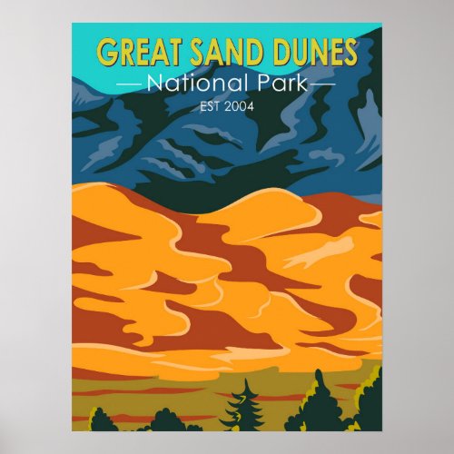 Great Sand Dunes National Park Colorado Vintage Poster