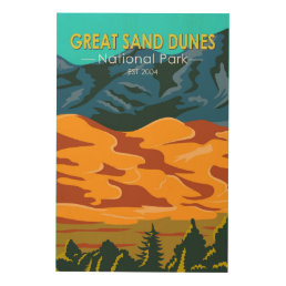 Great Sand Dunes National Park Colorado Vintage  Wood Wall Art
