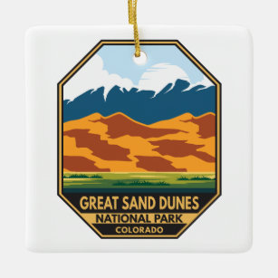 Great Sand Dunes National Park Colorful Emblem Ceramic Ornament