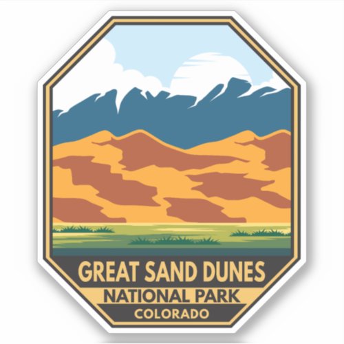 Great Sand Dunes National Park Colorful Emblem Sticker