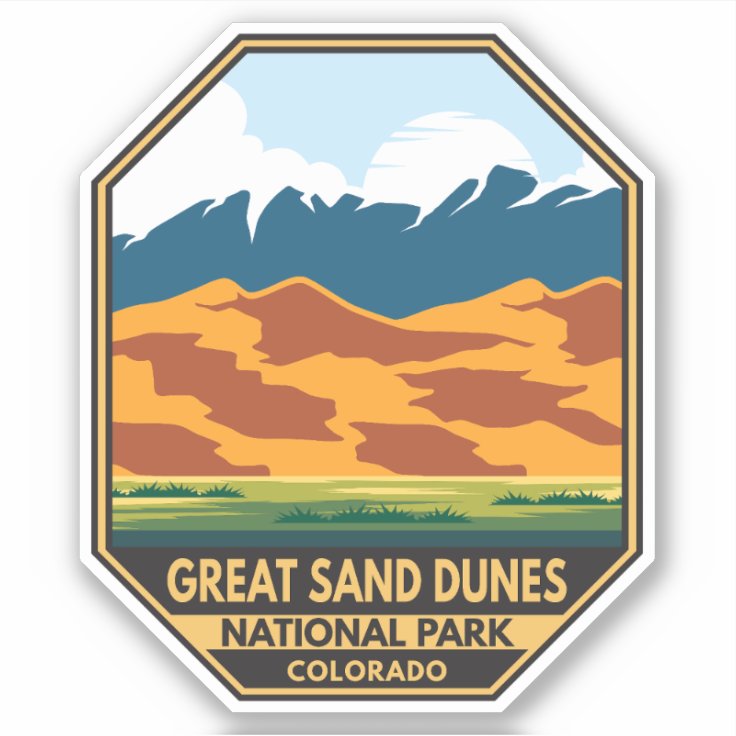 Great Sand Dunes National Park Colorful Emblem Sticker | Zazzle