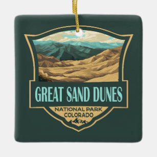 Great Sand Dunes National Park Illustration Retro Ceramic Ornament