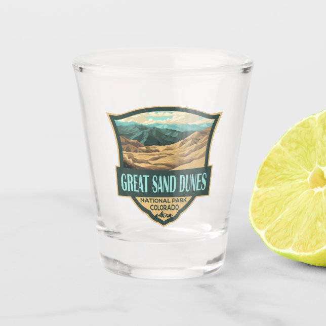 Great Sand Dunes National Park Illustration Retro Shot Glass (Front)