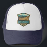 Great Sand Dunes National Park Illustration Retro Trucker Hat<br><div class="desc">Great Sand Dunes vector artwork design. The park is in southern Colorado. It’s known for huge dunes like the towering Star Dune,  and for the seasonal Medano Creek and beach created at the base of the dunes.</div>