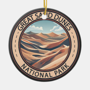 Great Sand Dunes National Park Illustration Travel Ceramic Ornament