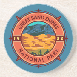 Great Sand Dunes National Park Retro Compass Coaster