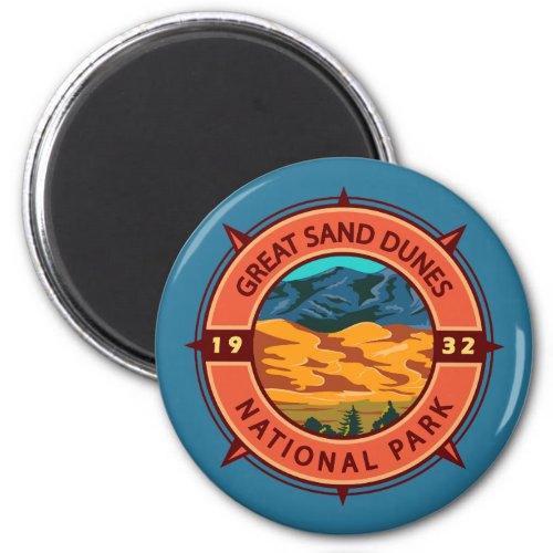 Great Sand Dunes National Park Retro Compass Magnet