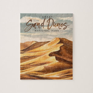 Great Sand Dunes National Park Watercolor Art Jigsaw Puzzle