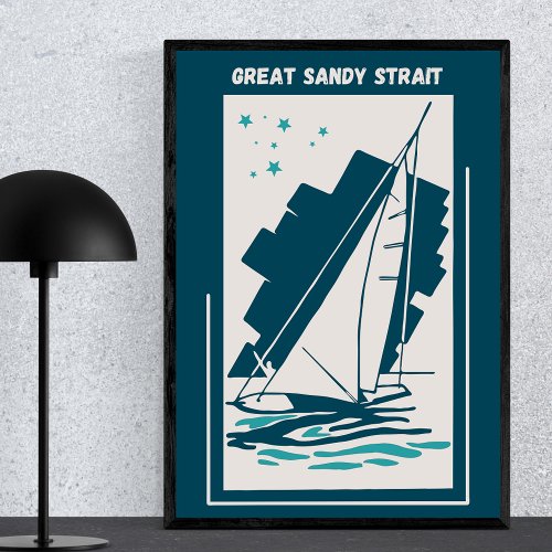 Great Sandy Strait in Queensland _ Vintage Sailing Poster