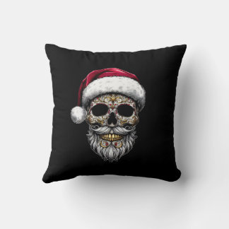 Great Santa Skull Magic Happy Throw Pillow