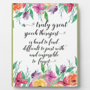 Great school speech therapist thank you gift SLP Plaque