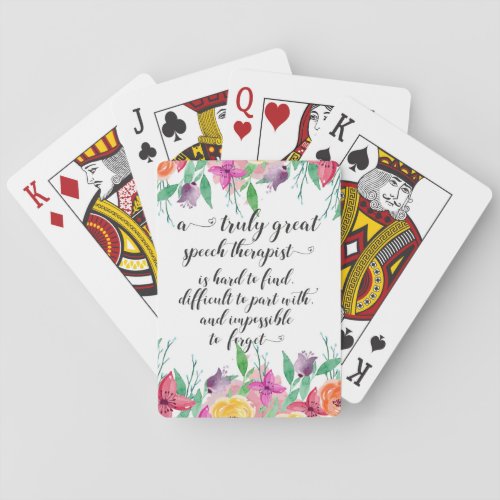 Great school speech therapist thank you gift SLP Playing Cards