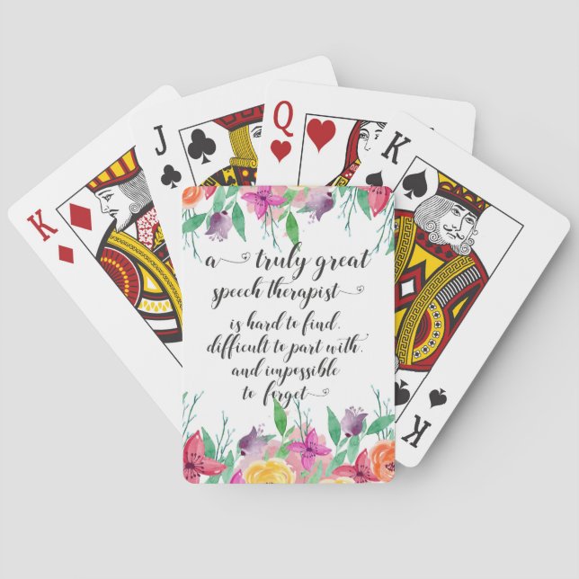 Great school speech therapist thank you gift SLP Poker Cards (Back)