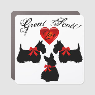 "Great Scott !",Scottish Terrier/red love heart Car Magnet