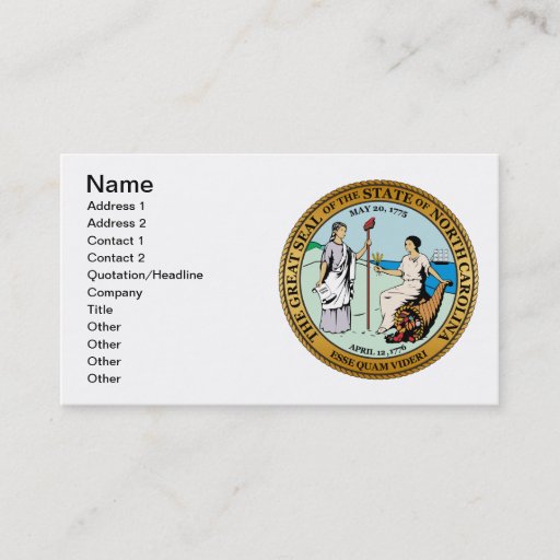 Customizable Great seal of North Carolina Business Card