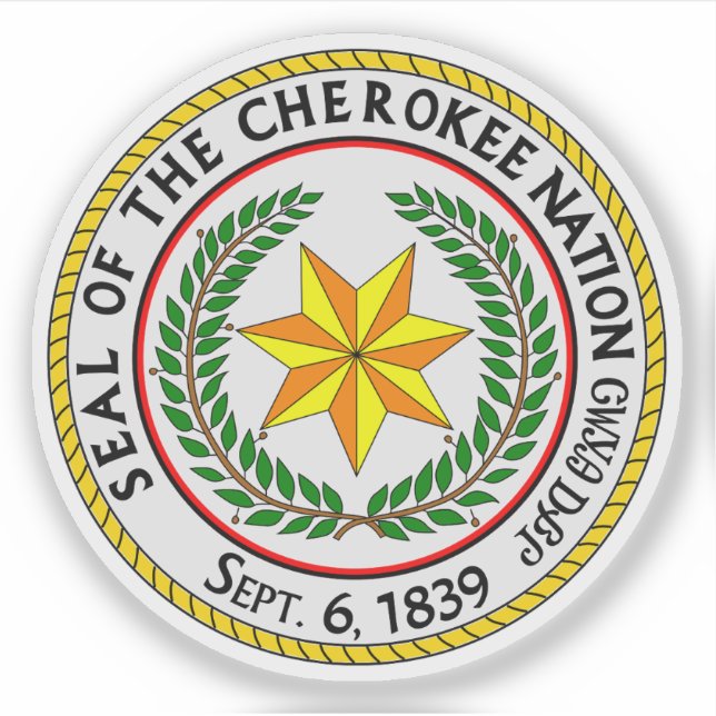 Great seal of the Cherokee nation and tribe, USA Sticker (Front)