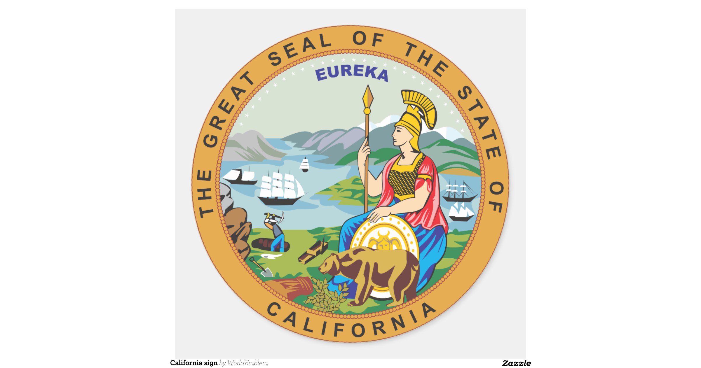 Great seal of the state of California Classic Round Sticker | Zazzle