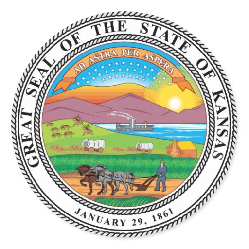 Great seal of the state of Kansas Classic Round Sticker | Zazzle