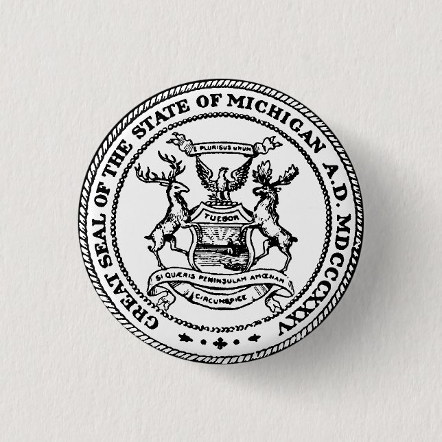 Great Seal of the State of Michigan Pinback Button (Front)
