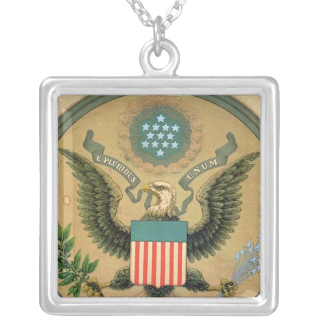 Great Seal of the United States, c.1850 Silver Plated Necklace (Front)