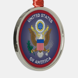 Great Seal of United States Circle Shape Metal Ornament