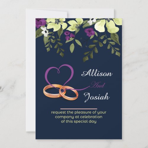 Great Set In Purple Elegant Boho Floral Invitation