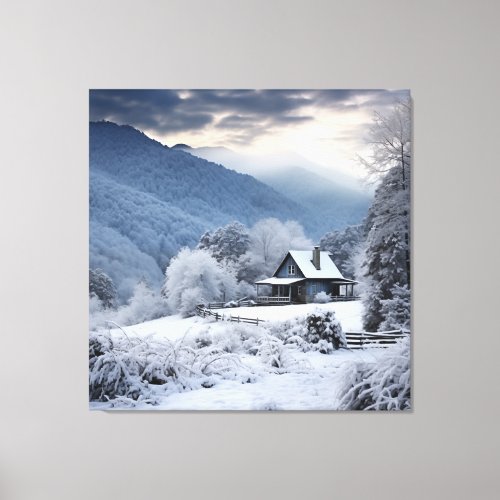 Great Smokey Mountains Serene Outdoors in Winter Canvas Print