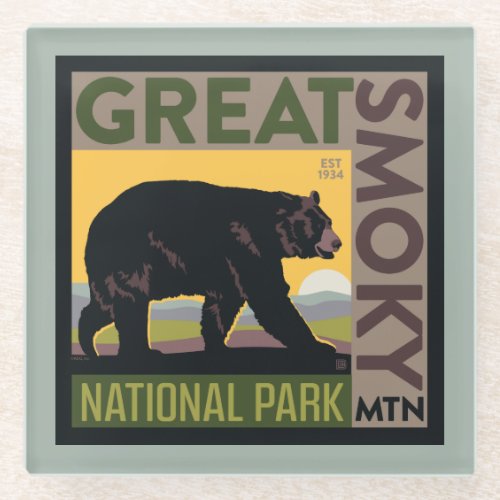 Great Smoky Mountain National Park Bear Glass Coaster