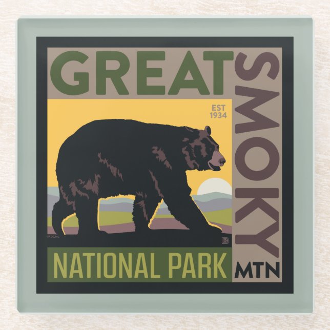 Great Smoky Mountain National Park| Bear Glass Coaster (Front)