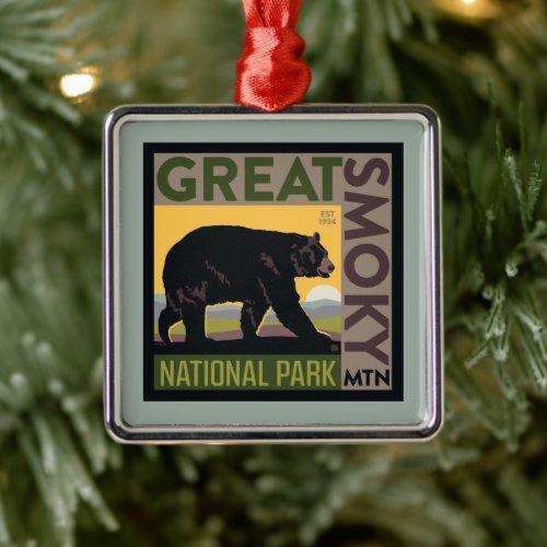 Great Smoky Mountain National Park Bear Metal Ornament