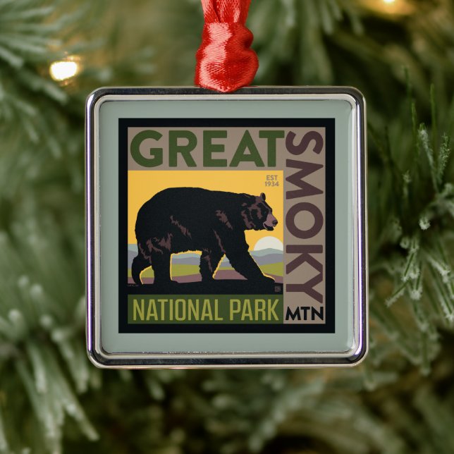 Great Smoky Mountain National Park| Bear Metal Ornament (Tree)