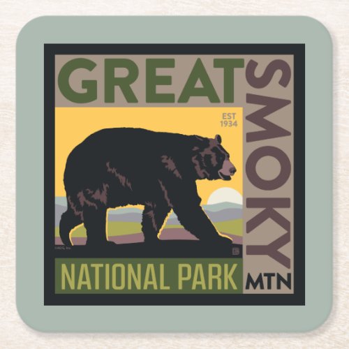 Great Smoky Mountain National Park Bear Square Paper Coaster