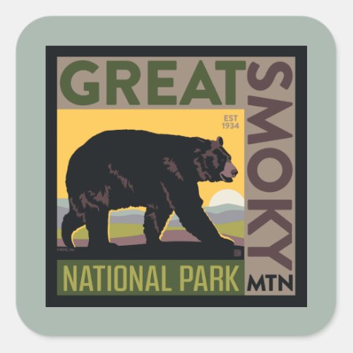 Great Smoky Mountain National Park Bear Square Sticker