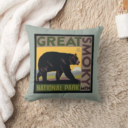 Great Smoky Mountain National Park Bear Throw Pillow